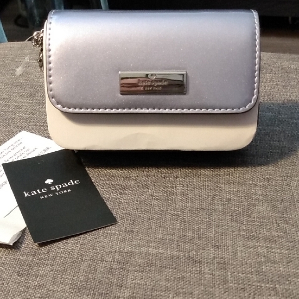 NWT Kate Spade Kenzie Patent Fabric Card Case Candied Fl K1017